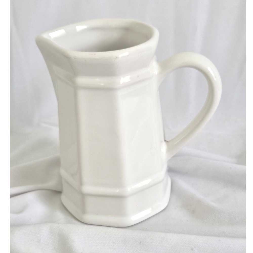 Pfaltzgraff Heritage White Ceramic Creamer Pitcher Octagonal Ironstone 5 inch